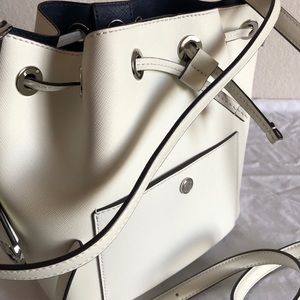 Michael Kors White bucket, double strap handbag